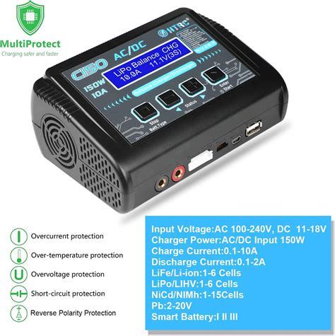 Haisito 150W 10A Lipo Battery Charger for RC Cars 1-6S with India | Ubuy
