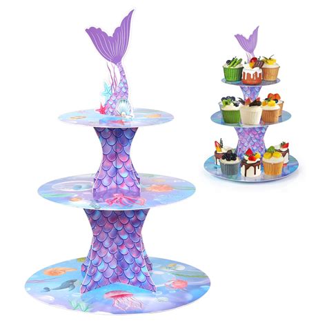 Winkio Mermaid Cupcake Stand Little Mermaid Birthday Party Decorations ...