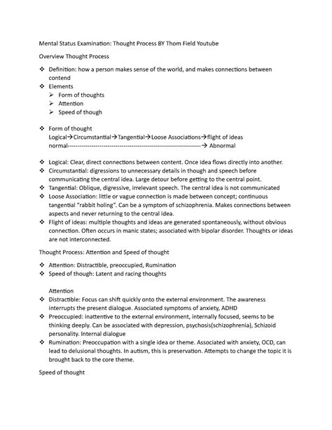 Thought Process - Once idea flows directly into another. Circumstantial ...