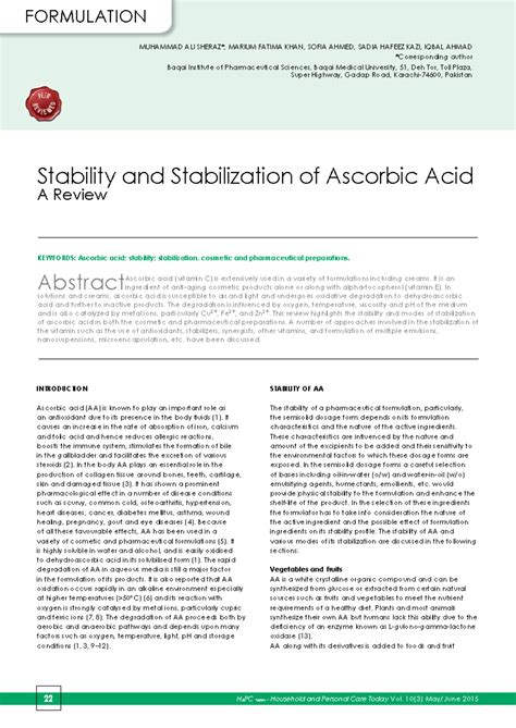 Stability and Stabilization of Ascorbic Acid: A Review (PHAR 101) - Studocu