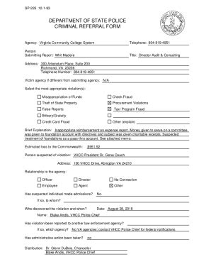 Fillable Online VA State Police Request for Criminal History Record ...