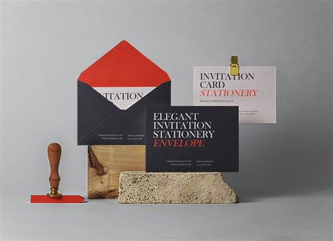 Invitation Card & Envelope Mockup | Free PSD Templates