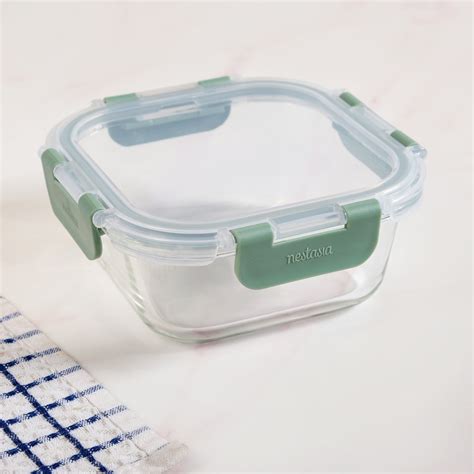 Nestro Glass Leakproof Containers Set Of 3 Square Sage Green 160ml ...