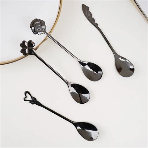 Luxe Stainless Steel Teaspoon Set Of 4 Black Online - Premium Cutlery ...
