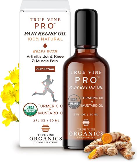 Amazon.com: True Vine Pain Relief Oil — USDA Organic Mustard and Turmeric Oil for Inflammation ...