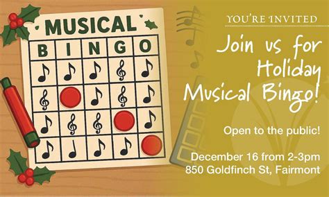 Holiday Musical Bingo, 850 Goldfinch St, Fairmont, MN, United States ...