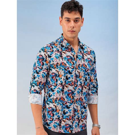 Buy The Indian Garage Co Men Abstract Printed Cutaway Collar Party Wear ...