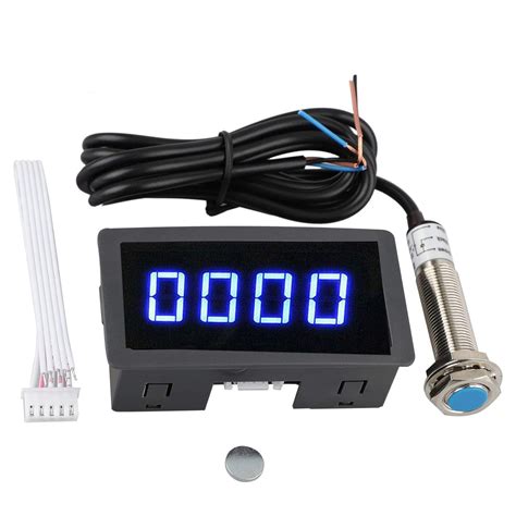 EEEkit 4 Digital Red/Blue LED Tachometer RPM Speed Meter + Hall ...