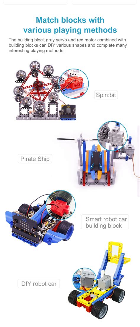Yahboom Micro:bit Building Block Motors & Servos – A01, Gray, B02 – REES52