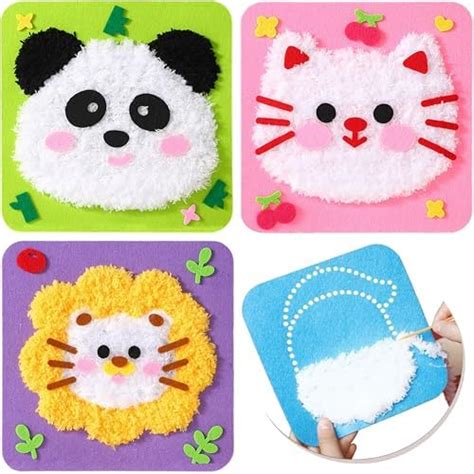 SUPER TOY 3 Pc Animal Face Embroidery Stitching Sewing Kit for Kids DIY ...