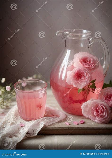 Rose Water from Roses in a Transparent Jug with a Glass on Stock Photo ...