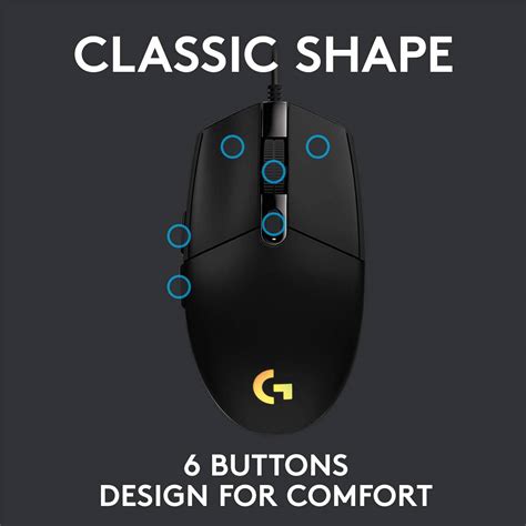 Logitech G G203 Wired Gaming Mouse, 8000 DPI, Rainbow Optical Effect L ...