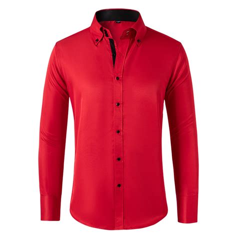PMUYBHF Male L Red Dress Shirts for Men July 4 Men's Shirt Spring and ...