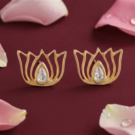 Buy Kundan Lotus 92.5 Silver Stud Earrings Online – Unniyarcha