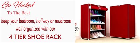 Go Hooked 4 Layer Multipurpose Portable Folding Shoes Rack/Shoes Shelf ...