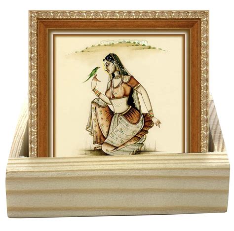Art Bazar Acrylic Coasters, Set of 6, Ragini Art : Amazon.in: Home ...