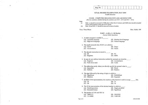 CS1008 SEM 4 Afternoon Session QP - Computer Organization ...