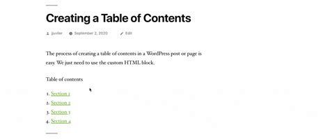 Image result for WordPress Content Table