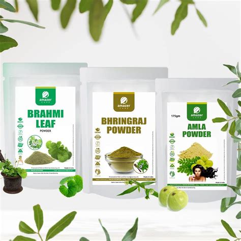 AmazerCare Amla, Bhringraj & Brahmi Powder Hair Care Combo 100% Natural ...