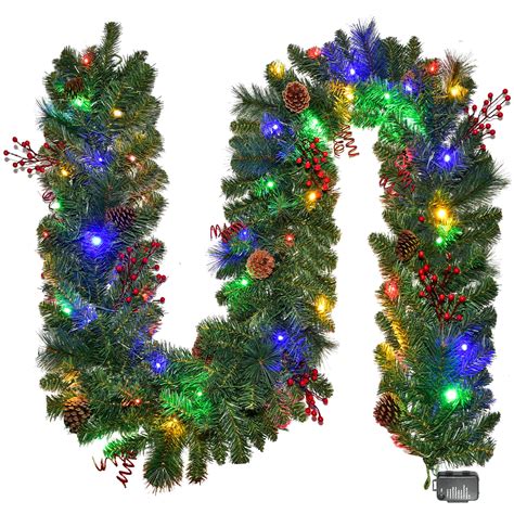 Amazon.com: Christmas Garland with Lights 9FT, Lighted Christmas ...