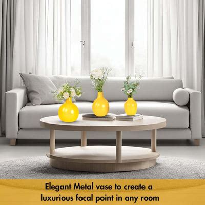 Metal Flower Vase set of 3 | Yellow – Behoma
