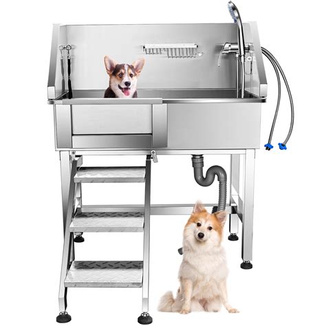 BESRTWE 34'' Pet Grooming Tub for Small Dogs, Stainless Steel Dog ...