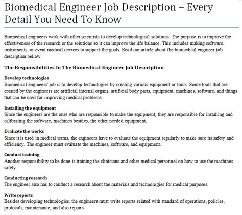Biomedical Engineering Job Description 的图像结果