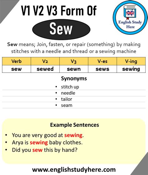 Past Tense of Sew, Past Participle of Sew, V1 V2 V3 V4 V5 Form of Sew ...