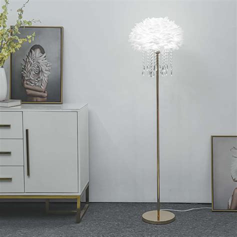 Stylish Feather Floor Lamp with Crystal Tassels | VAXLAMP