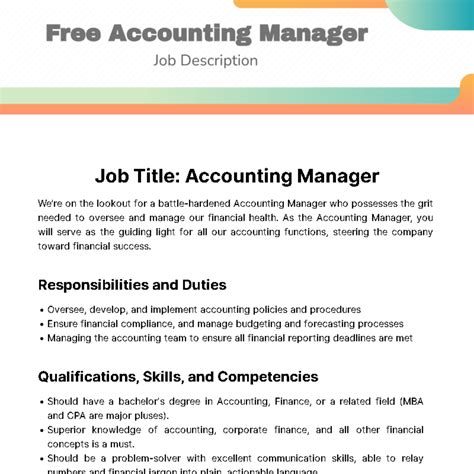 Accounting Manager Job Description Template - Edit Online & Download ...