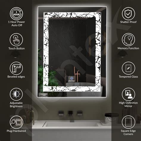 Buy LED Wall Mirror: Rectangle with Touch Light - 18x24 Inch – Plantex ...
