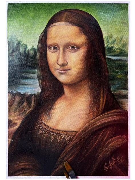 Mona Lisa | Oil Pastel Color | Painting by Sanju Basu | Exotic India Art