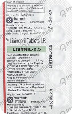 Listril 2.5 MG Tablet (15): Uses, Side Effects, Price & Dosage | PharmEasy
