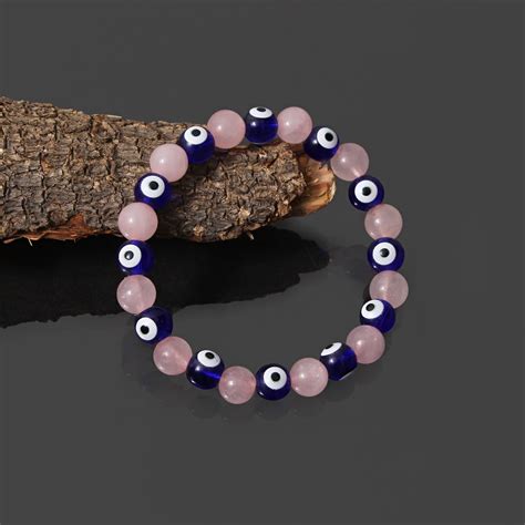Rose Quartz Evil Eye Bracelet - Love & Protection – Gemsrush