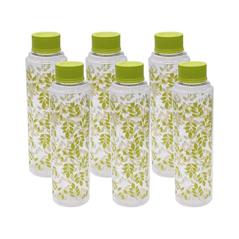 JAYPEE Fridge Water Bottle Set of 6, 1000ml, Green | Leak Proof Printed ...
