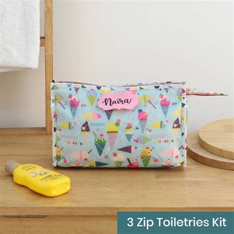 3-Zip Toiletries Kit - Ice-cream – Rosada Baby