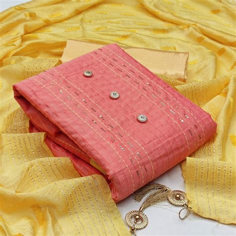 Buy Kanudo Women's Designer Cotton Unstiched Dress Material With Heavy ...