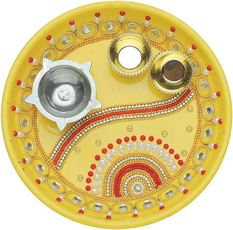 Buy Handcrafted Rakhi Thali Plate Small Pooja Thali Plate Engagement ...