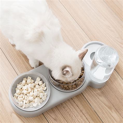 Three bowl design pet feeder dry and wet separation 15 degree tilt automatic anti-wetting large ...