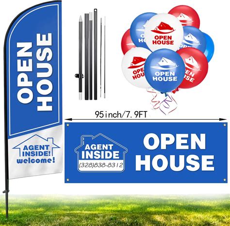 Amazon.com : Buryeah Open House Signs with Flagpole X Stand Base for ...