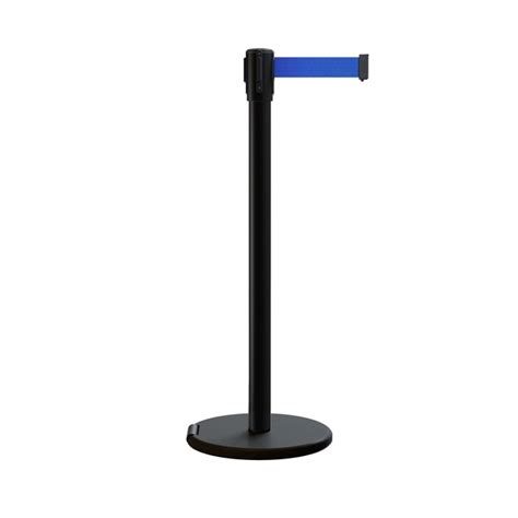 Montour Line Retractable Belt Rolling Stanchion, 2ft Black Post 11ft ...