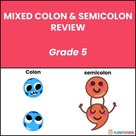 Class 5 English Worksheet on Colon and Semicolon | PlanetSpark