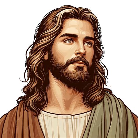 Jesus christ portrait clip art flat vector illustration | Premium AI ...