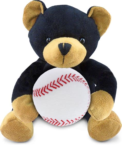 Amazon.com: DolliBu Black Bear Stuffed Animal with Baseball Plush ...