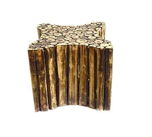 Worthy Wooden Handicrafted Bamboo Designer Garden Stool Natural Wood ...