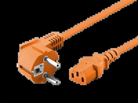 Tube-Town Store - IEC Cord, 2 m, angled, orange, (3 x 0.75 mm²)