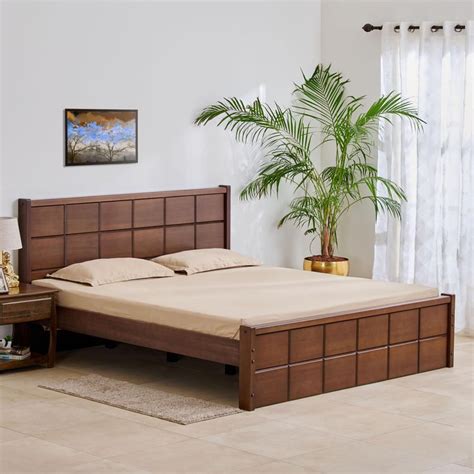 Buy Denis Solid Wood Queen Bed - Brown from Home Centre at just INR 53330.0