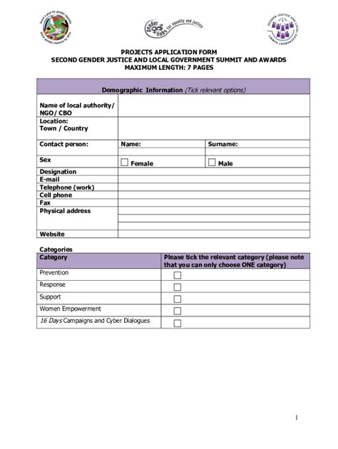 Fillable Online genderlinks org Projects Application Form Fax Email ...