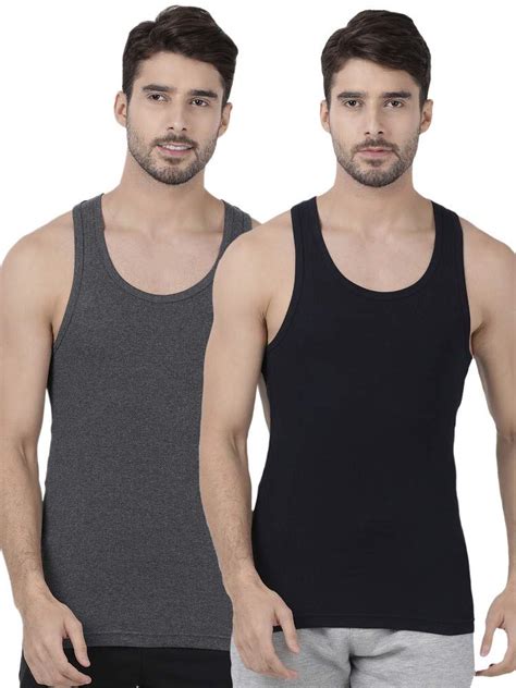 Buy one8 by Virat Kohli Men's Solid Vest (Pack of 2) (109E_Black ...