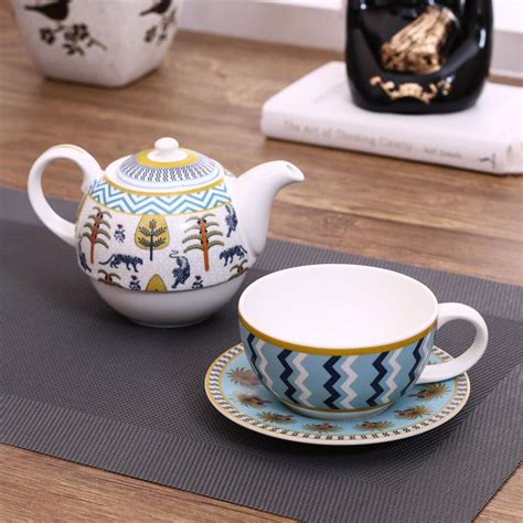 Buy Clay Craft India Circus Mystical Garden Multicolour Ceramic Tea Set ...